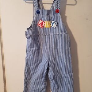Carter's Blue and White Striped Overalls with ABC Design